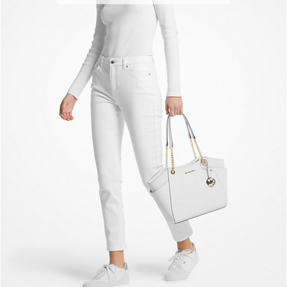 Michael Kors Jet Set Lg Saffiano Leather Chain Shoulder Tote Bag MK
Optic White - Picture 3 of 16